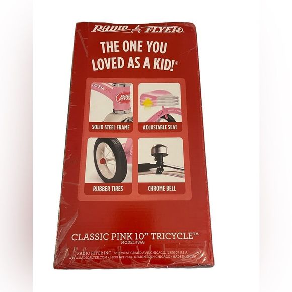 New! Radio Flyer Girls Classic Pink 10” Tricycle - Picture 2 of 5